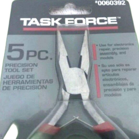 Needle Nose Pliers & Tweezers . 5 Pc Precision Tool Set . Task Force - Picture 2 of 3